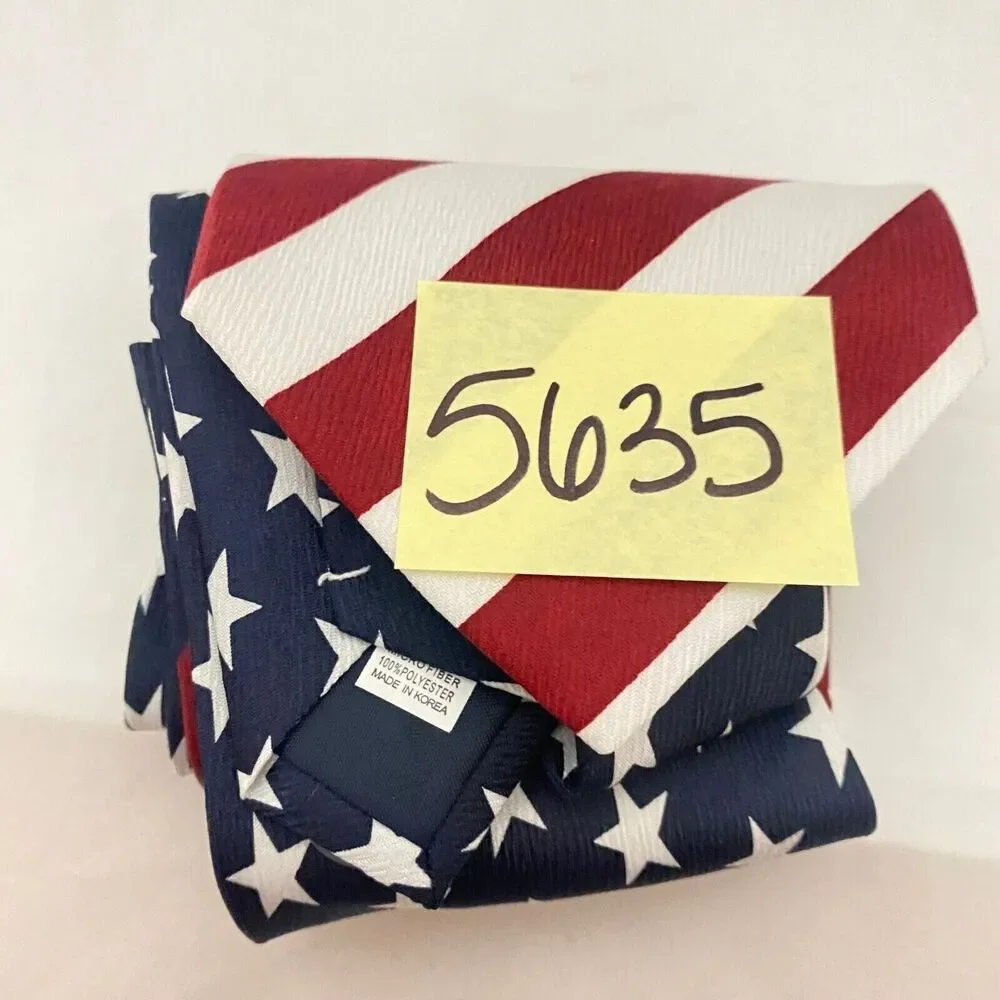 #5635 L'art D'espace Mens American Flag Novelty Necktie, Tie 58X4
